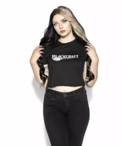 Blackcraft Cult Womens Blackcraft Broom Logo - Flowy Crop Tee