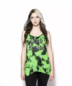 ACDC Dead Inside - Green Lightning Dye Tank Top Womens