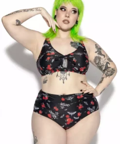 ACDC Womens BC Dark Floral High Waisted Bikini Bottom