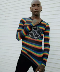 ACDC Believe In Yourself - Rainbow Long Sleeve Mesh Top Mens