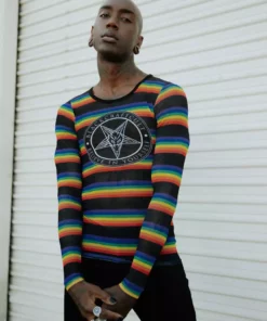 ACDC Believe In Yourself - Rainbow Long Sleeve Mesh Top Mens