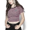 ACDC Believe In Yourself - Pink Striped Women's Crop Tee Womens
