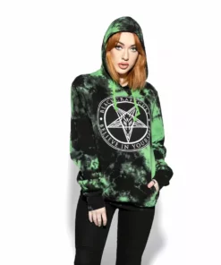 ACDC Believe In Yourself - Green Lightning Dye Hooded Pullover Mens