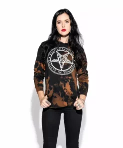 Blackcraft Cult Believe In Yourself - Bleach Wash Hooded Pullover Sweater Mens