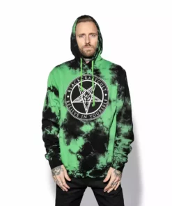 ACDC Believe In Yourself - Green Lightning Dye Hooded Pullover Mens