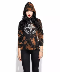 Blackcraft Cult Believe In Yourself - Bleach Wash Hooded Pullover Sweater Mens