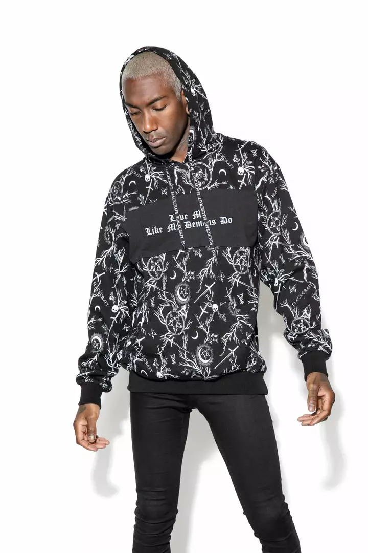 ACDC Demons Print - Color Block Hooded Pullover 6 ACDC Demons Print - Color Block Hooded Pullover