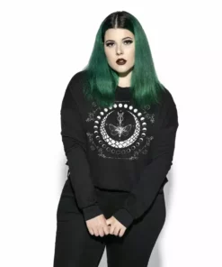 Blackcraft Cult Womens Moth Moon Phase - Women's Cropped Crewneck