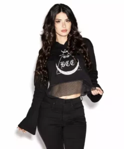 ACDC Womens Moth Moon - Wide Sleeve Crop Hoodie