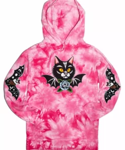 Blackcraft Cult Frickin' Bats - Pink Tie Dye Hooded Pullover Mens