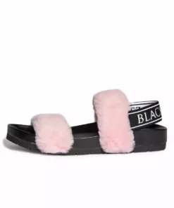 HK East Womens Esme - Pink Staple Faux Fur Slide