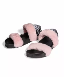 HK East Womens Esme - Pink Staple Faux Fur Slide