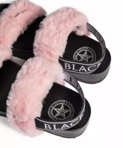 HK East Womens Esme - Pink Staple Faux Fur Slide