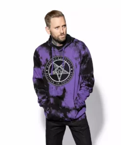 ACDC Believe In Yourself - Purple Lightning Dye Hooded Pullover Mens