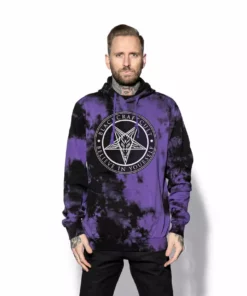 ACDC Believe In Yourself - Purple Lightning Dye Hooded Pullover Mens