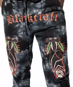 Blackcraft Cult Mens Bat Roost - Black Tie Dye Joggers 11 Blackcraft Cult Mens Bat Roost - Black Tie Dye Joggers