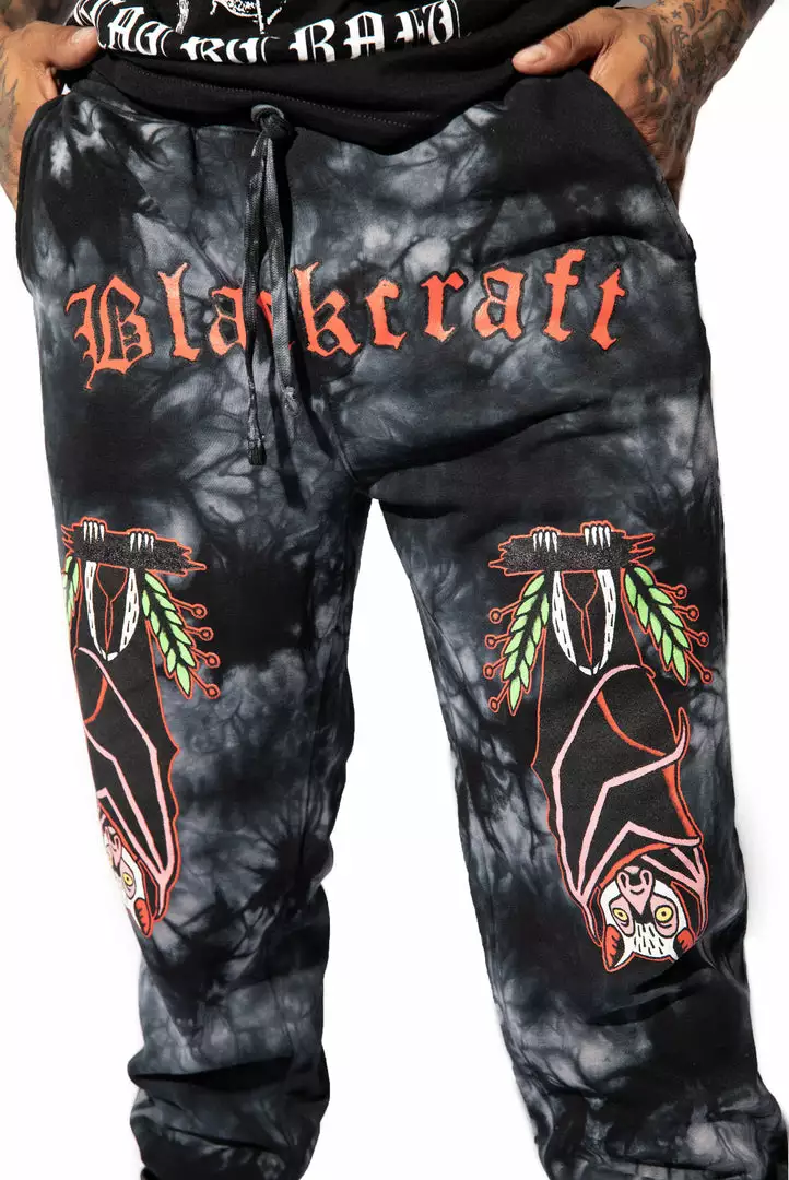 Blackcraft Cult Mens Bat Roost - Black Tie Dye Joggers 7 Blackcraft Cult Mens Bat Roost - Black Tie Dye Joggers