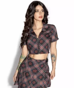 ACDC Womens BCC Goat Red Plaid - Zip Crop