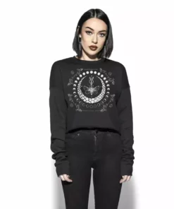 Blackcraft Cult Womens Moth Moon Phase - Women's Cropped Crewneck