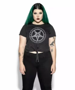 ACDC Womens Believe In Yourself - Tie Front Crop Tee