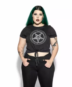 ACDC Womens Believe In Yourself - Tie Front Crop Tee