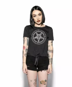 ACDC Womens Believe In Yourself - Tie Front Crop Tee