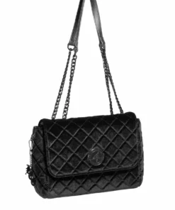 IDS Bags / Wallets Black Velvet - Quilted Flap Satchel