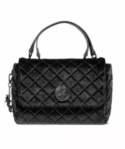 IDS Bags / Wallets Black Velvet - Quilted Flap Satchel