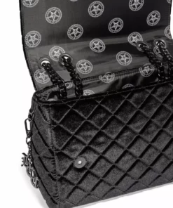 IDS Bags / Wallets Black Velvet - Quilted Flap Satchel