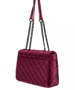 IDS Oxblood Velvet - Quilted Flap Satchel