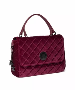 IDS Oxblood Velvet - Quilted Flap Satchel